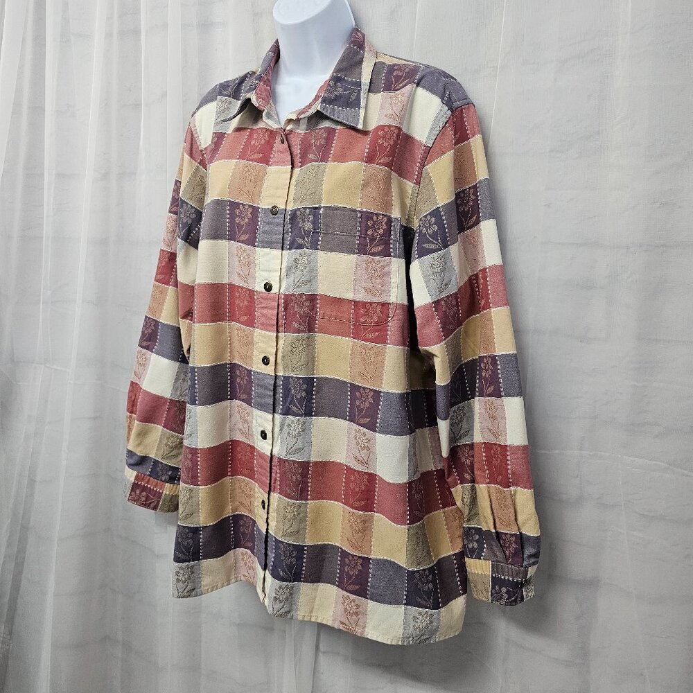 Alfred Dunner Lavender Pink Patchwork Floral Butt… - image 6